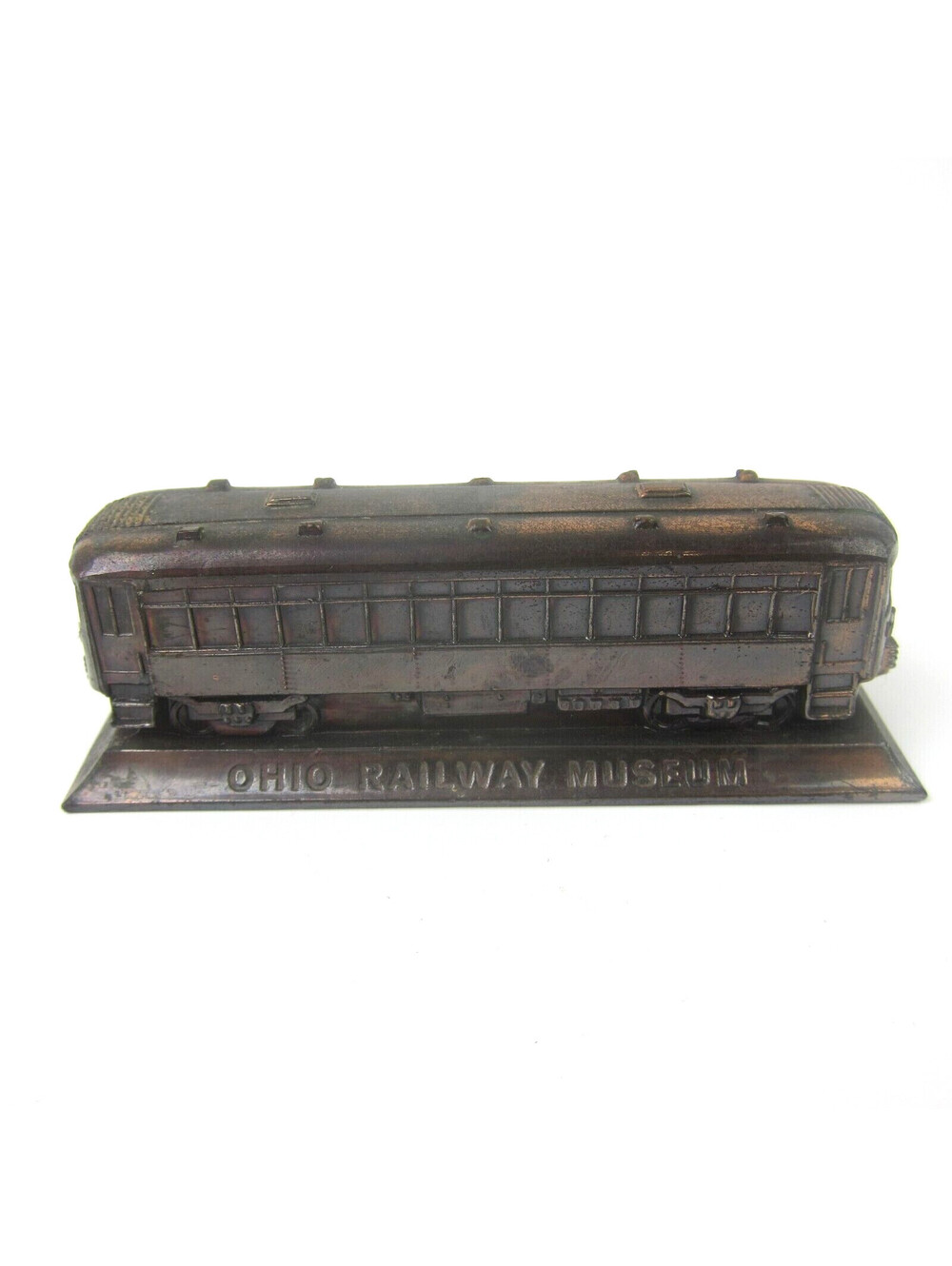 Vintage Interurban Train Metal Paperweight Ohio Railway Museum Worthington 1953